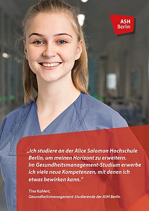 Profilbild der ASH Studentin Frau Kahlert die im Bachelor Management und Versorgung im Gesundheitswesen studiert