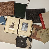 A collection of various old photo albums from the Alice Salomon Archive