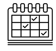 Icon eines Kalenders mit drei Häkchen