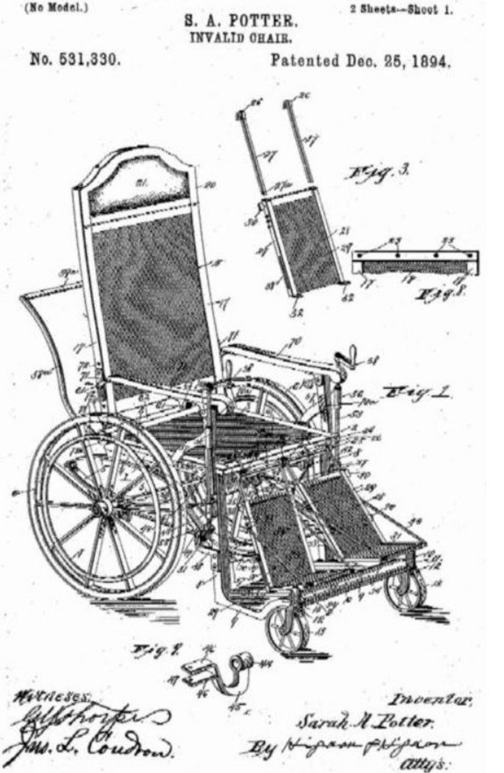 Erster patentierten Standardrollstuhl 