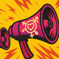 megafon mit verschiedenen geschlechtersymbolen
