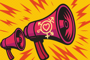 megafon mit verschiedenen geschlechtersymbolen