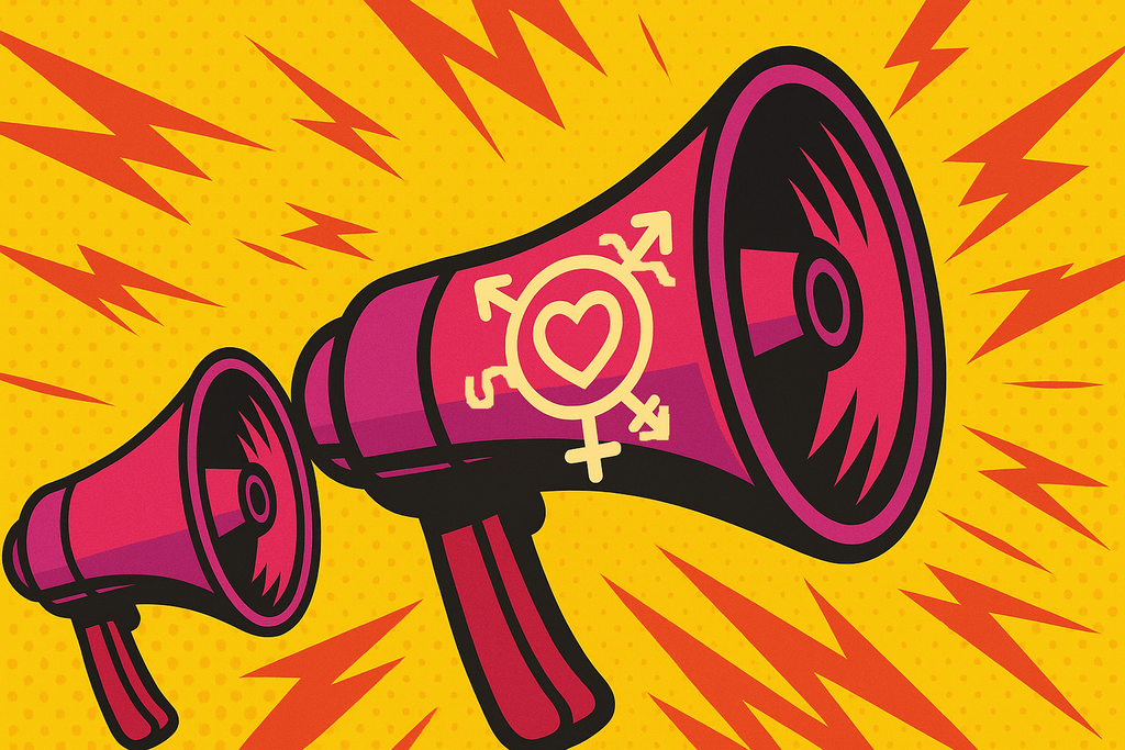 megafon mit verschiedenen geschlechtersymbolen
