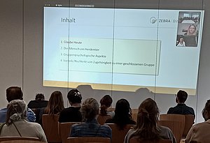 Folie vom Vortrag von Sarah Pohl zu sehen