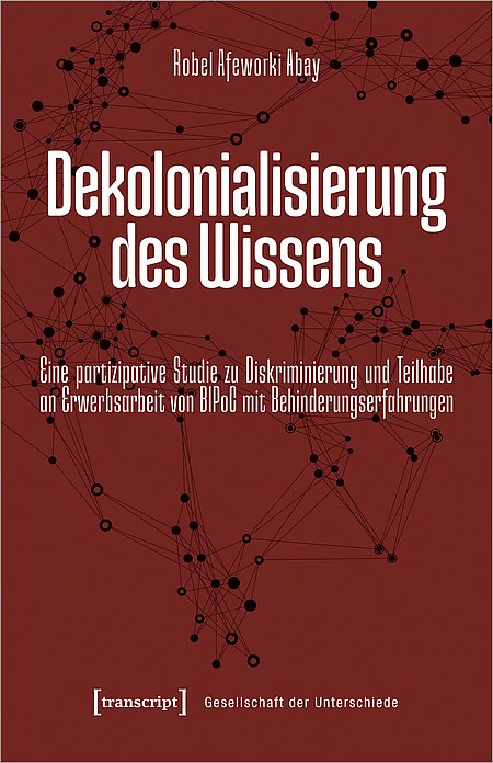 Ein Foto von Robels Buch zu Dekolonialisierung des Wissens mit dunkelroten Cover