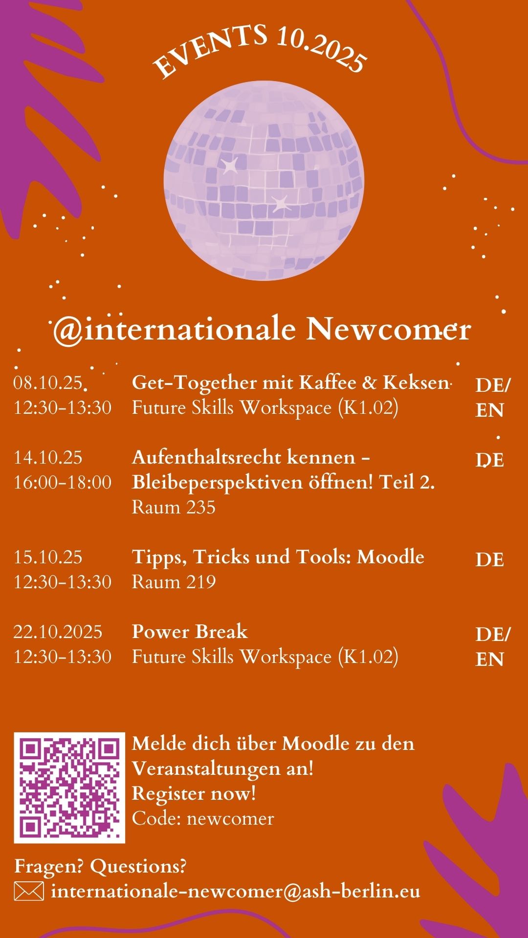 Events fuer internationale Newcomer im Oktober