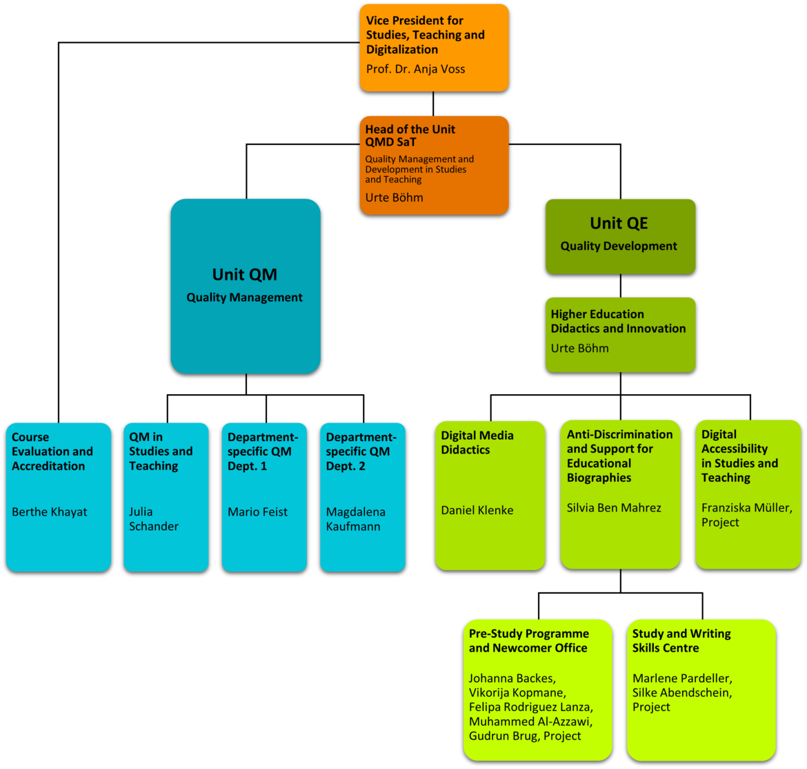 organizational chart of the department