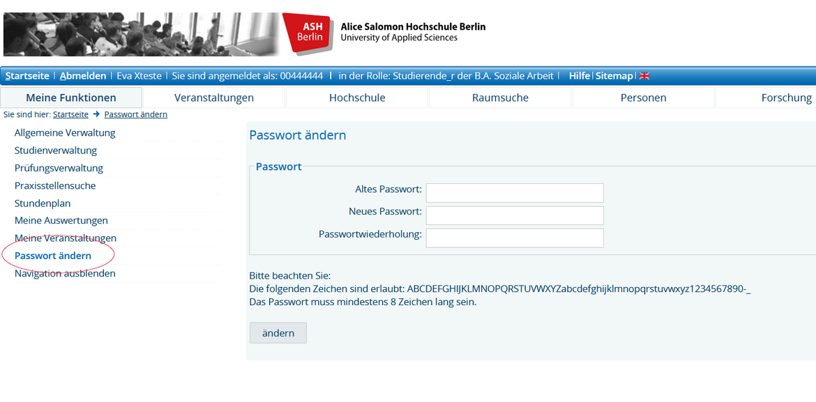 Passwort ändern 