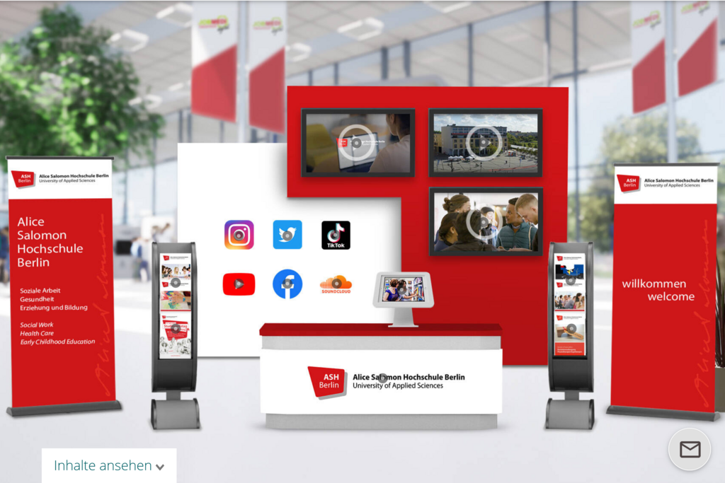 Der virtuelle Messestand der ASH Berlin auf der Jobmedi-Messe