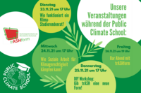Illustration der Programmpunkte, in der Mitte illustrierte Zweige