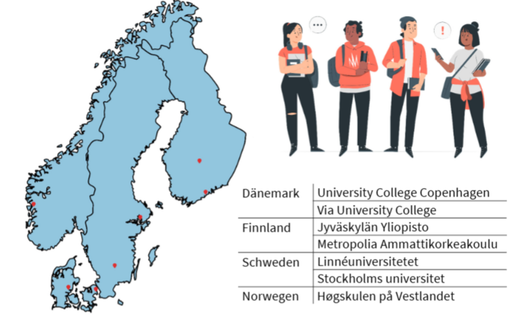 Partner universities in Denmark, Finland, Norway and Sweden.
