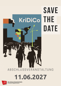 Der Save-the-Date-Flyer zeigt auf der Vorderseite neben einem dekorativen Bild das Datum der Abschlussfeier 11. Juni 2026.