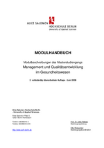 Modulhandbuch des Masterstudiengangs "Management und Qualitätsentwicklung im Gesundheitswesen"