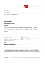 Vollmacht zur Ausleihe von Bibliotheksmedien durch Dritte