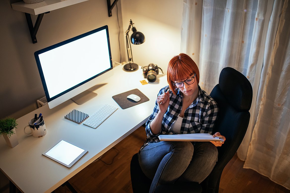 Making notes in home office