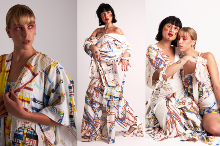 The photo collage shows two women in two outfits.