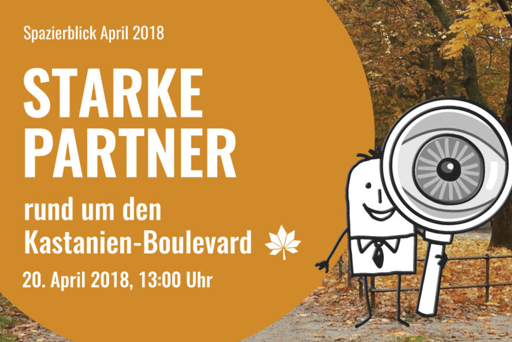 Flyer zur Veranstaltung Spazierblicke mit Männchen und Lupe