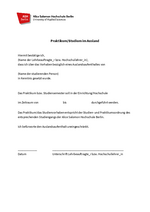 "Bestätigungsschreiben Hochschullehrer_in" für ein Praktikum im Ausland (nicht zu benutzen als Empfehlungsschreiben für PROMOS-Programm!)