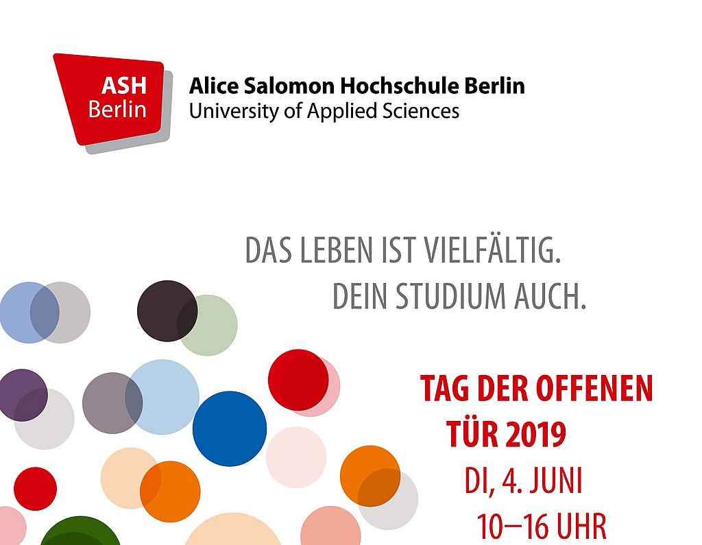 Plakat für den Tag der offenen Tür 2019 mit bunten Kreisen