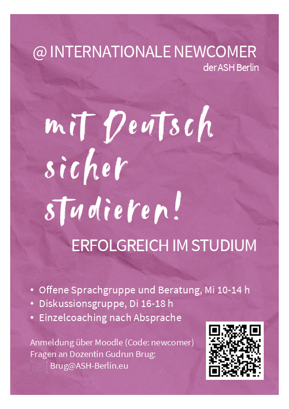Flyer zum Deutschangebot an der ASH für internationale Newcomer