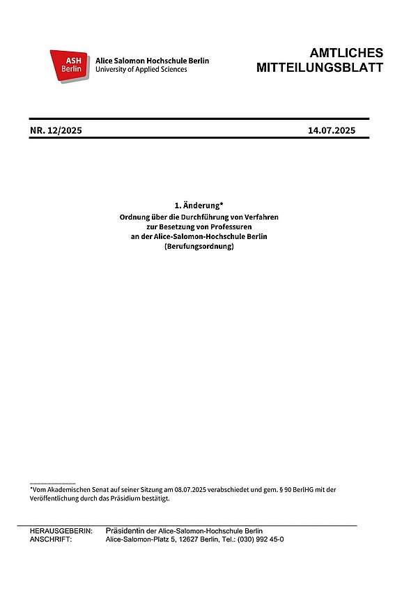 Cover der Berufungsordnung