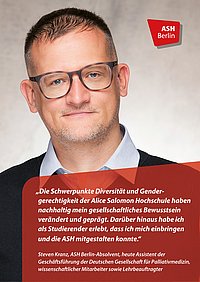 Interviewfoto Kranz Profilbild des ASH Absolventen Hernn Kranz der im Bachelor Management und Versorgung im Gesundheitswesen studierte