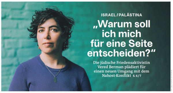 Portraitfoto von Vered Berman auf der Titelseite von DER FREITAG