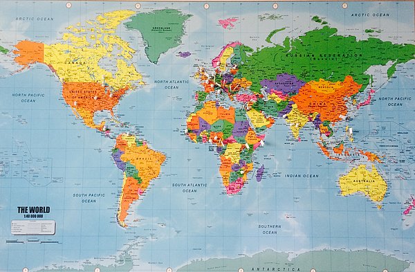 world map including pins showing students' countries representation