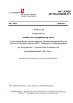 1. Änderung der fachspezifischen Studien- und Prüfungsordnung (StPO)