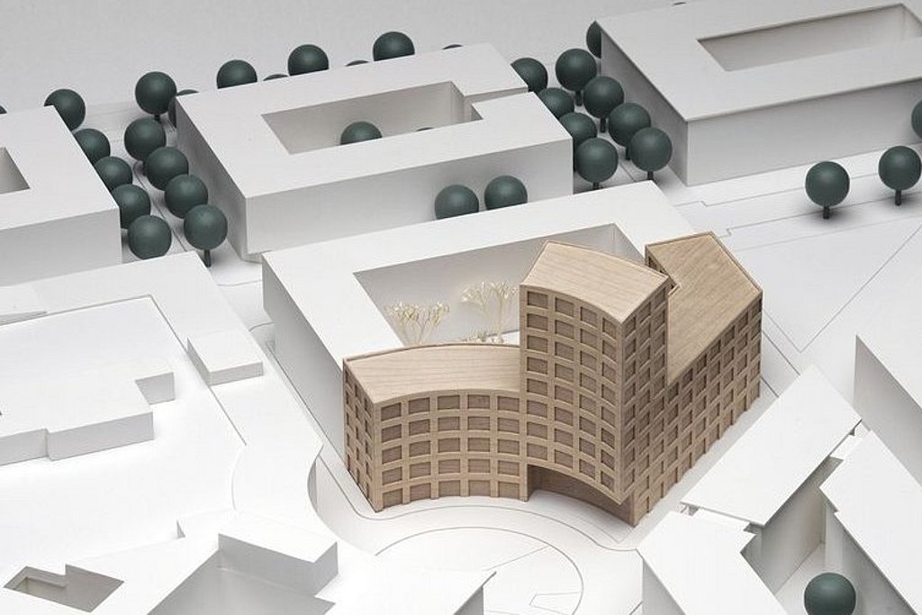 Modellfoto des Neubaus aus der Vogelperspektive