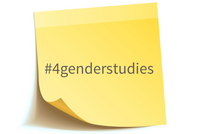 Aktionstag Gender Studies 18.12.2017 Gelber Klebezettel auf dem steht: #4genderstudies