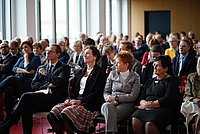 Blick ins Publikum im Audimax - in der ersten Reihe unter anderem Berlins Regierender Bürgermeister Michael Müller, Rektorin Bettina Völter, Petra Pau und Dagmar Pohle