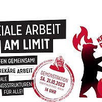 Das Plakat von Soziale Arbeit am Limit mit dem die Demo am 21.10.2023 beworben wird
