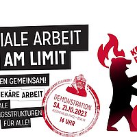 Das Plakat von Soziale Arbeit am Limit mit dem die Demo am 21.10.2023 beworben wird