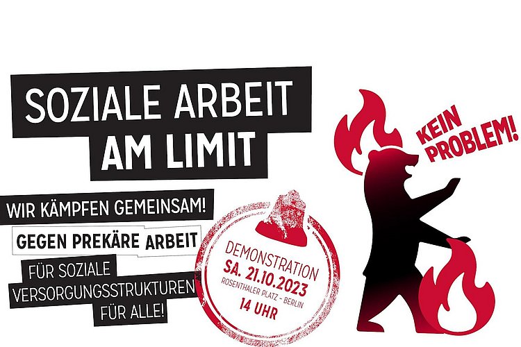 Das Plakat von Soziale Arbeit am Limit mit dem die Demo am 21.10.2023 beworben wird