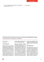 Hochschule bilden Potenziale - Analyse und Evaluation des Bildungsmentorings