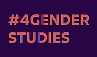 Blauer Hintergrund mit lila Schriftzug #4GenderStudies
