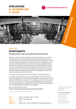 Einladung und Programm "Erinnerungsorte. Vergessene und verwobene Geschichten"