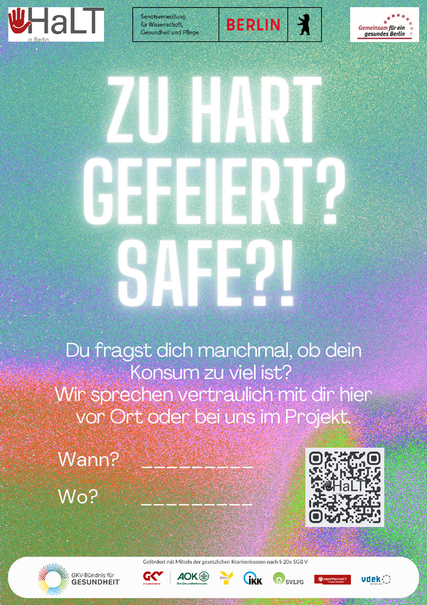 Plakat von HaLT mit Hinweis auf Beratungsangebot