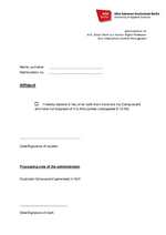 Affidavit for dublicate Camouscard after loss Affidavit for dublicate Camouscard after loss