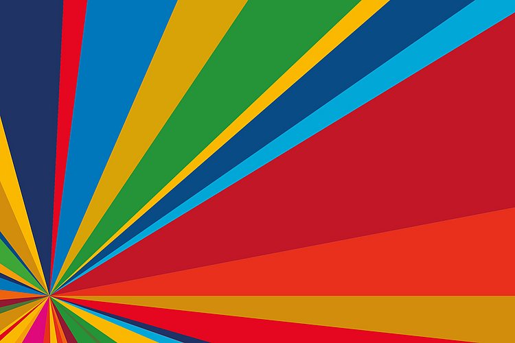 Wirbel der Farben der 17 Entwicklungsziele