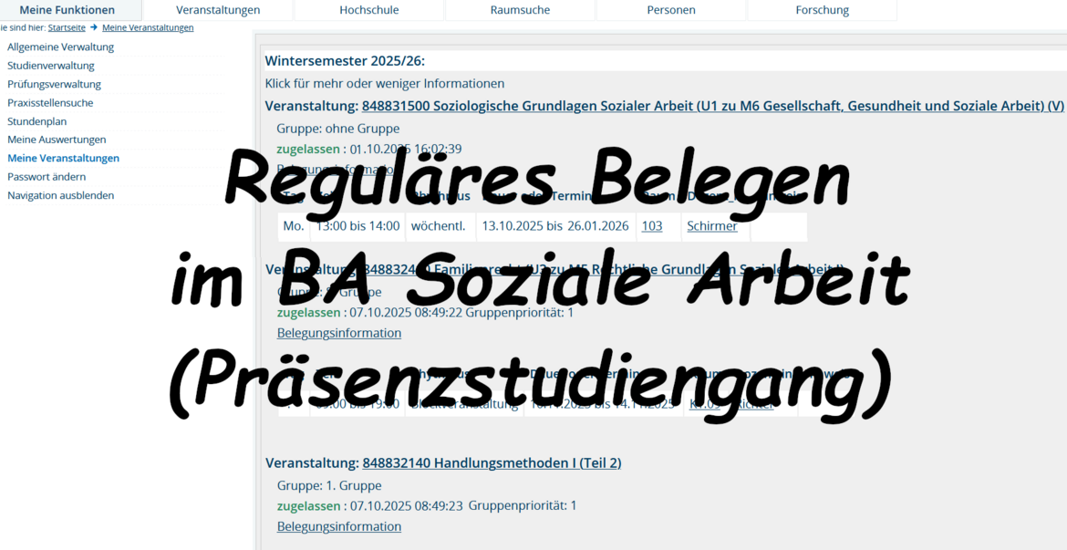 Reguläres Belegen BA Soziale Arbeit