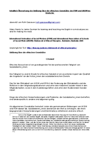 Inhaltlich Übersetzung der Erklärung über die ethischen Grundsätze der IFSW und IASSW ins Deutsche