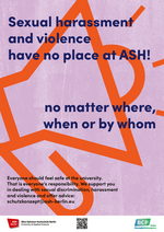 Plakat zum Schutzkonzept gegen sexualisierte Diskriminierung und Gewalt (eng)